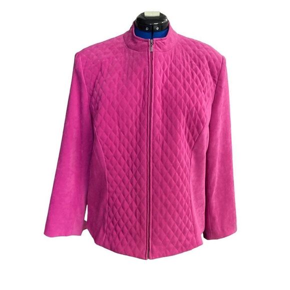JM Collection by Jeniffer Moore Women’s Quilted Suede like Jacket Pink S… - Picture 1 of 12